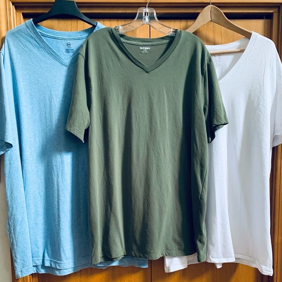 Mens 4 Shirt Bundle XLT : Blue HB , 2 White Fruit of Loom , Green Old Navy Exc - Picture 1 of 11